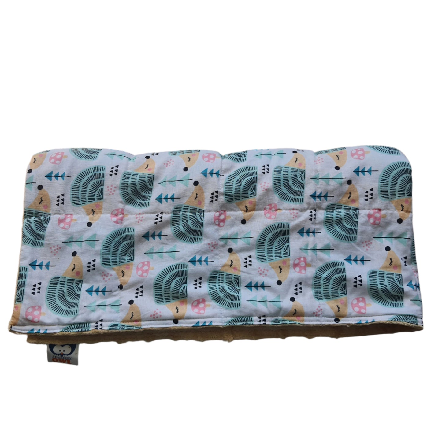 60x80cm, Hedgehogs Print & Cappuccino Plush Weighted Blanket, 2.5kg