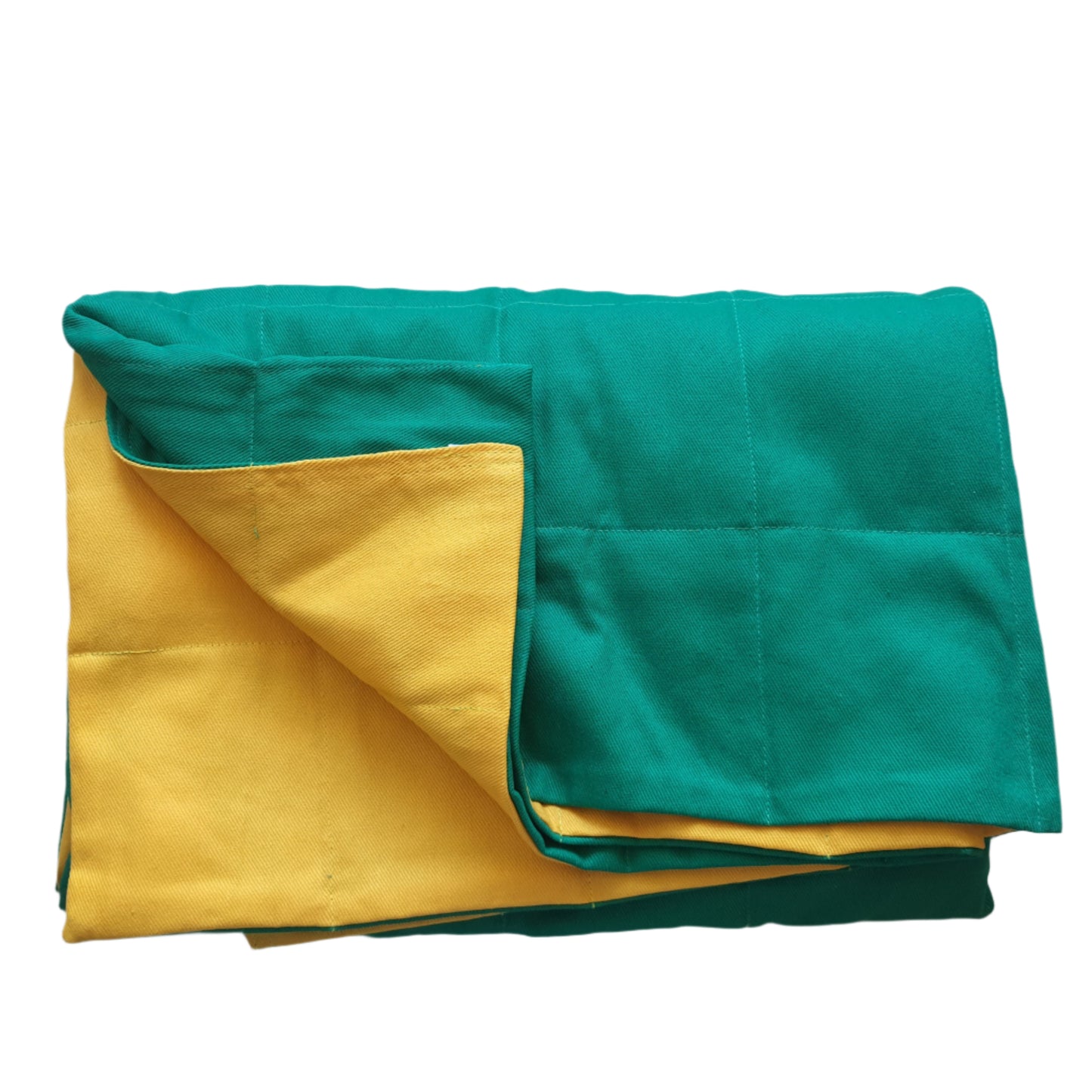 green and yellow cotton weighted blanket