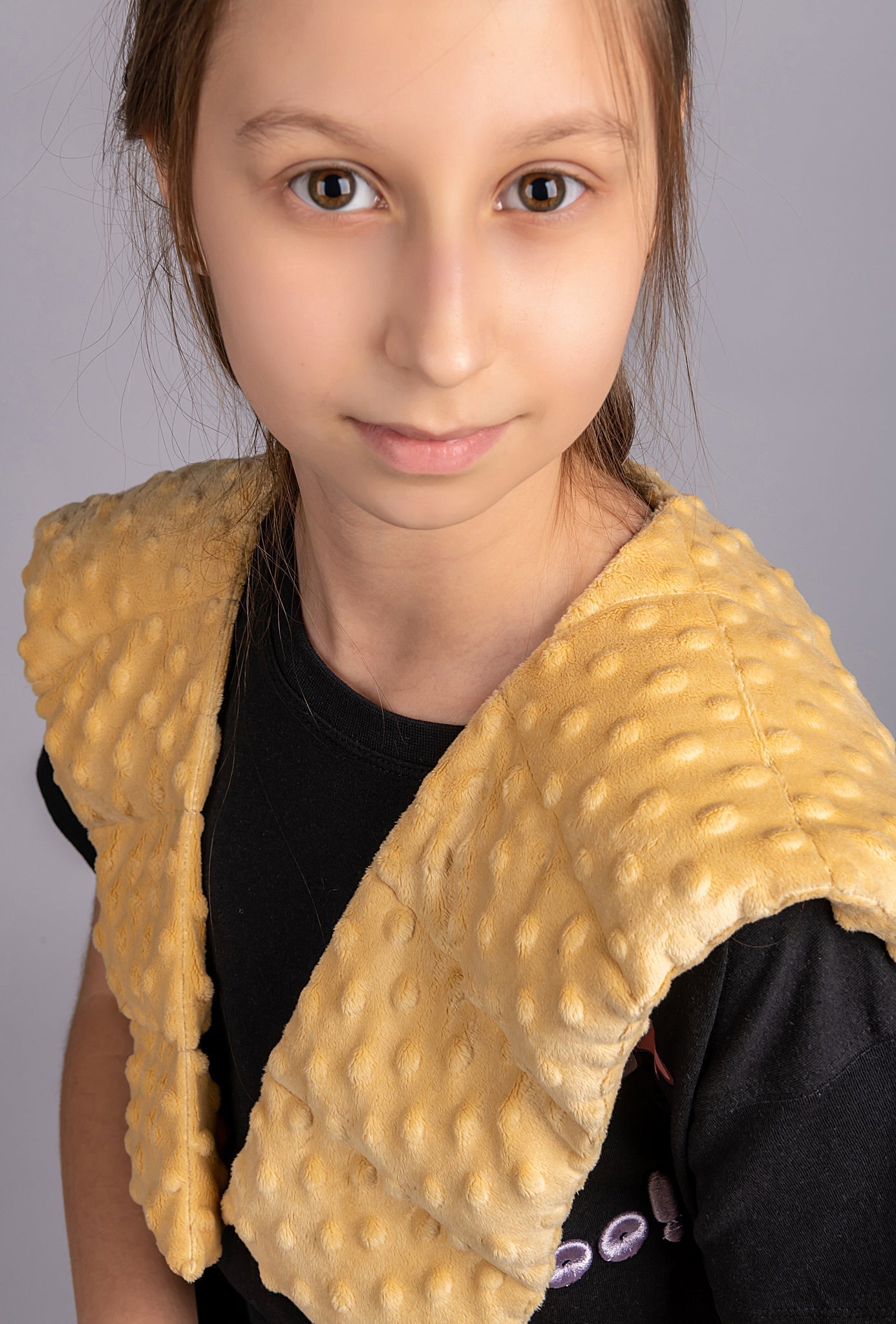 long minky weighted collar in cappuccino made by sensory owl