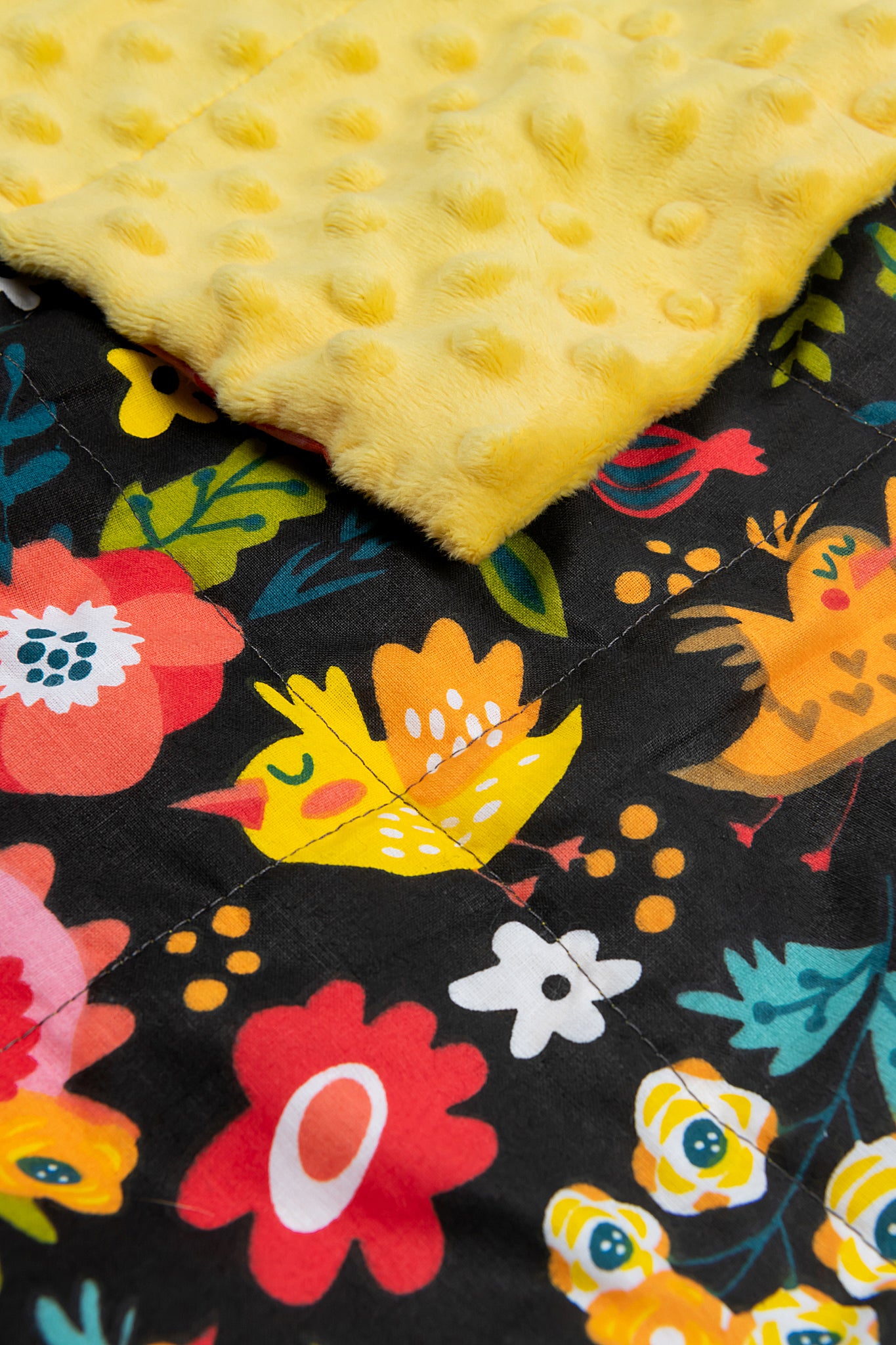 BIRDS 'N' FLOWERS WEIGHTED BLANKET with plush backing