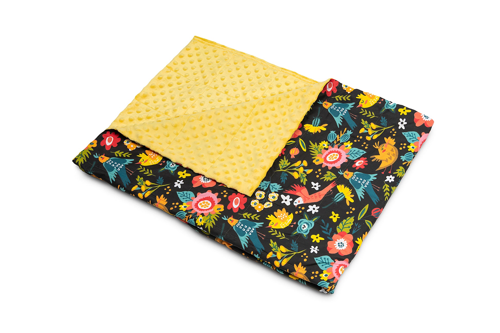 BIRDS 'N' FLOWERS WEIGHTED BLANKET with plush backing