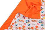 FOREST PARTY WEIGHTED BLANKET close up to the colour and print