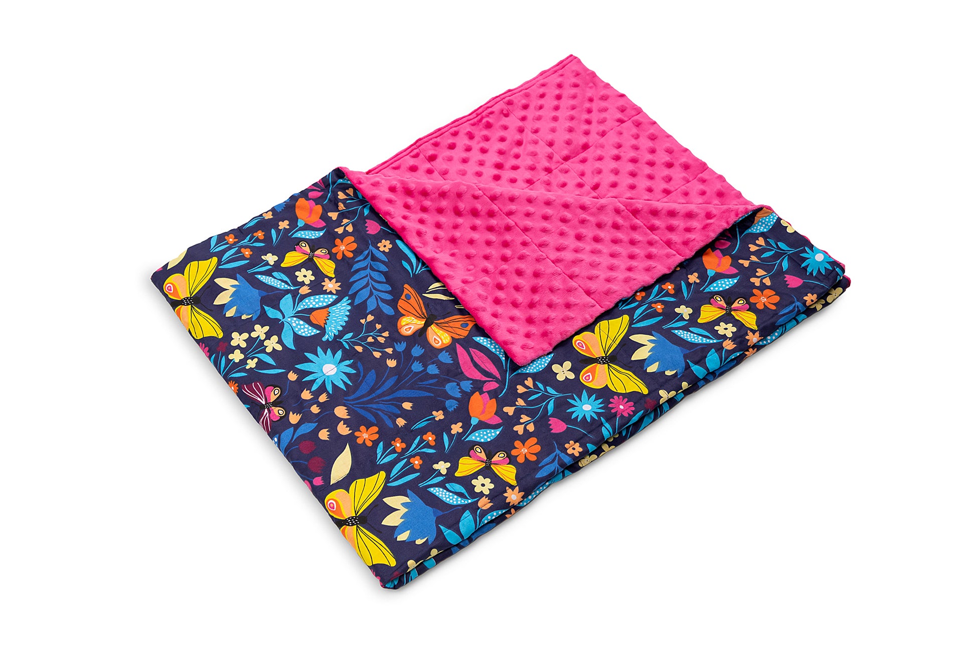 SUMMER MEADOW COTTON TOP WEIGHTED BLANKET corner open with plush 