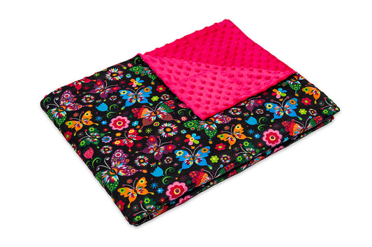 100x150cm, Butterfly Print & Pink Minky Weighted Blanket, 4kg