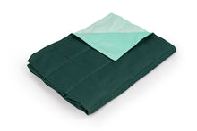 Charger l&#39;image dans la galerie, bottle green cotton weighted blanket with mint velvet backing