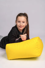 Charger l&#39;image dans la galerie, GIRL LEANING UPON YELLOW COTTON SQUARE POUF