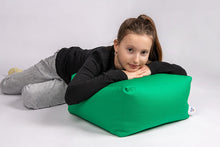 Charger l&#39;image dans la galerie, GIRL LEANING UPON GREEN COTTON SQUARE POUF