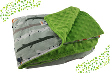 Charger l&#39;image dans la galerie, WOODLAND ANIMALS WEIGHTED BLANKET- GREY SHADE and green minky
