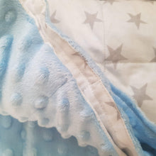 Charger l&#39;image dans la galerie, 60x80cm Grey Stars with Light Blue Minky Weighted Blanket, 3kg