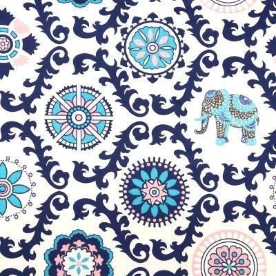 Éléphants indiens 60x80cm avec couverture en velours bleu marine, 2kg