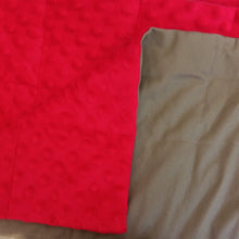 Charger l&#39;image dans la galerie, 90x120cm, Beige Cotton &amp; Red Minky Blanket, 3.7kg