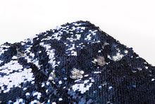 Charger l&#39;image dans la galerie, Sensory Owl Two tone sequin weighted lap pillow in blue and silver