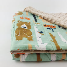Charger l&#39;image dans la galerie, WOODLAND ANIMALS MINKY WEIGHTED BLANKET BY SENSORY OWL